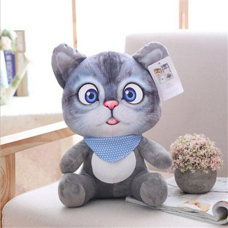 8" 3D Cat Toy Kawaii Plush Animal Doll