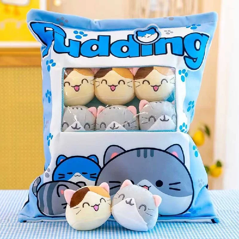 A Bag of Kawaii Pudding Cat Throw Pillow Plush Toy