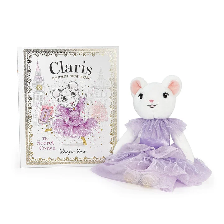 Claris The Mouse: The Secret Crown & Oh La La Lilac Plush Book Bundle