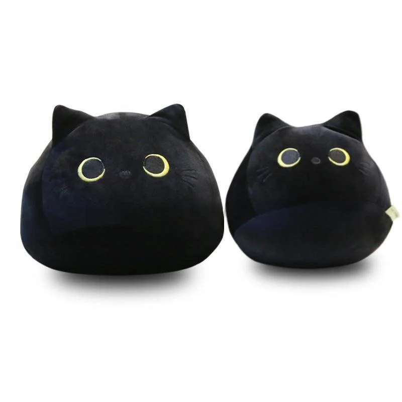 Round Fat Black Cat Plush