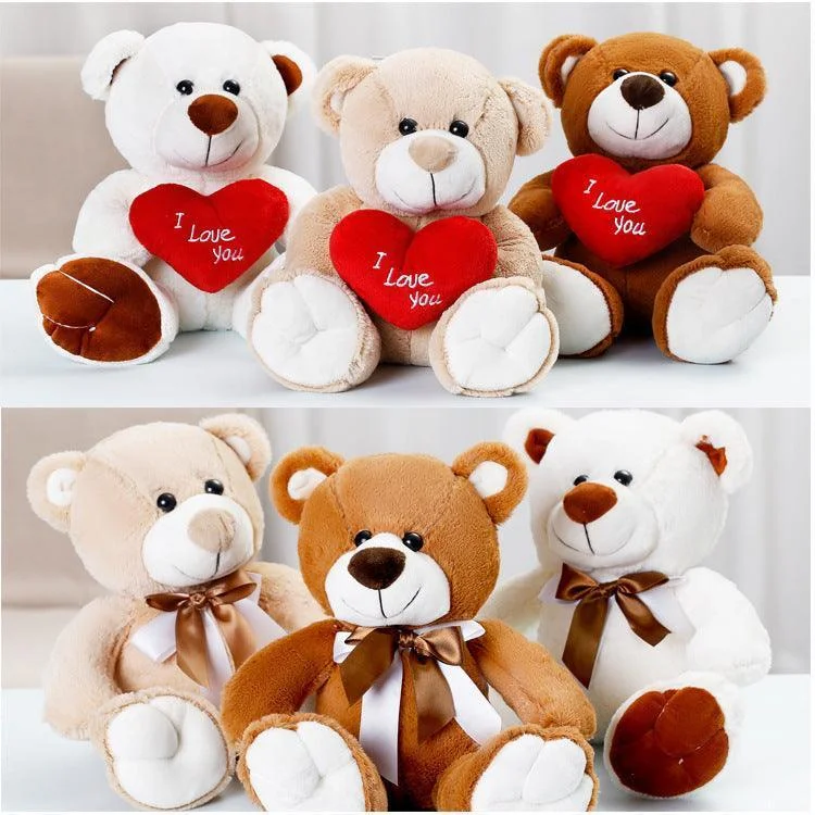 Cute Cartoon Hug Bear With Bow Tie and Hearts Bear Plush Doll