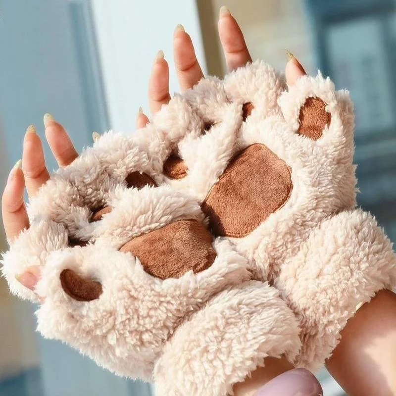 Cute Cat Claw Paw Plush Mittens