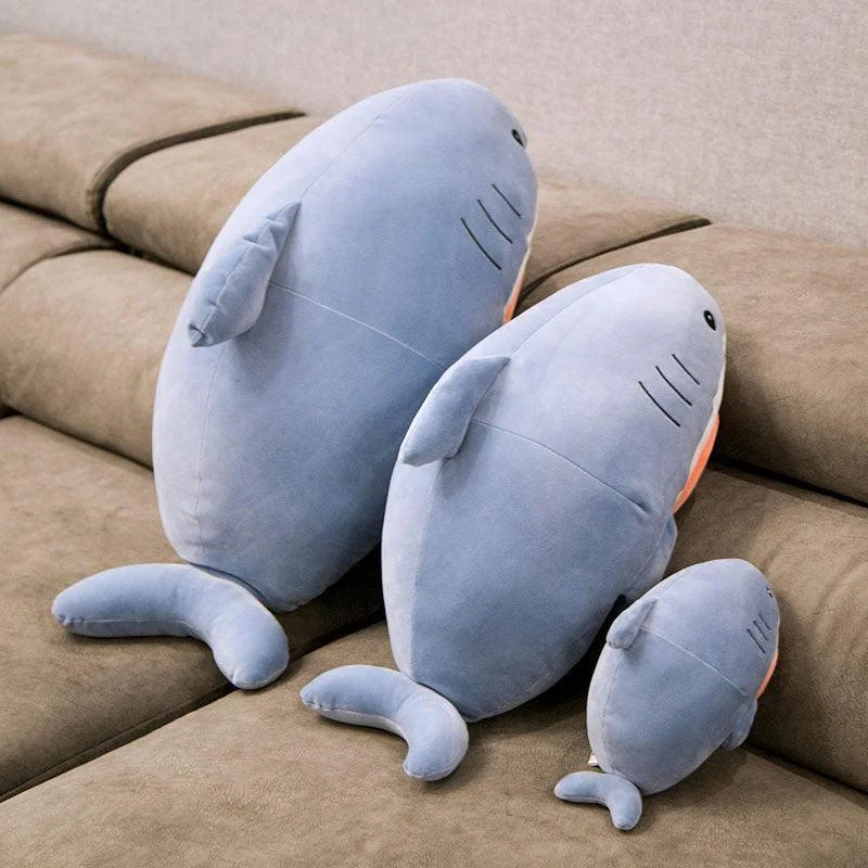 Cute Cat Face Shark Plush Pillows