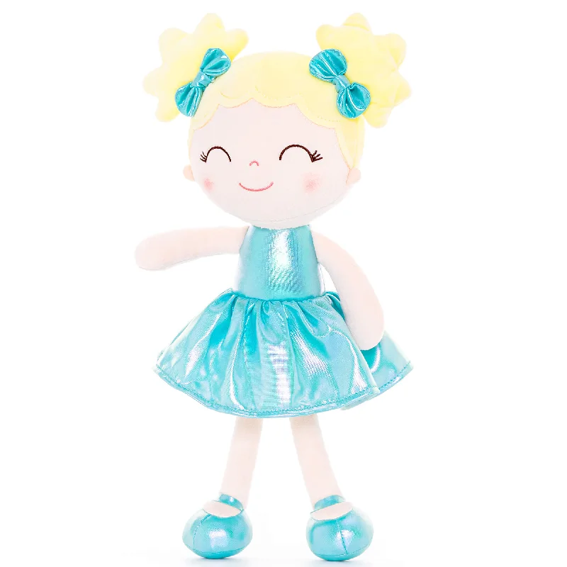 Gloveleya 12-inch Personalized Plush Dolls Curly Haired Iridescent Girls - Aqua