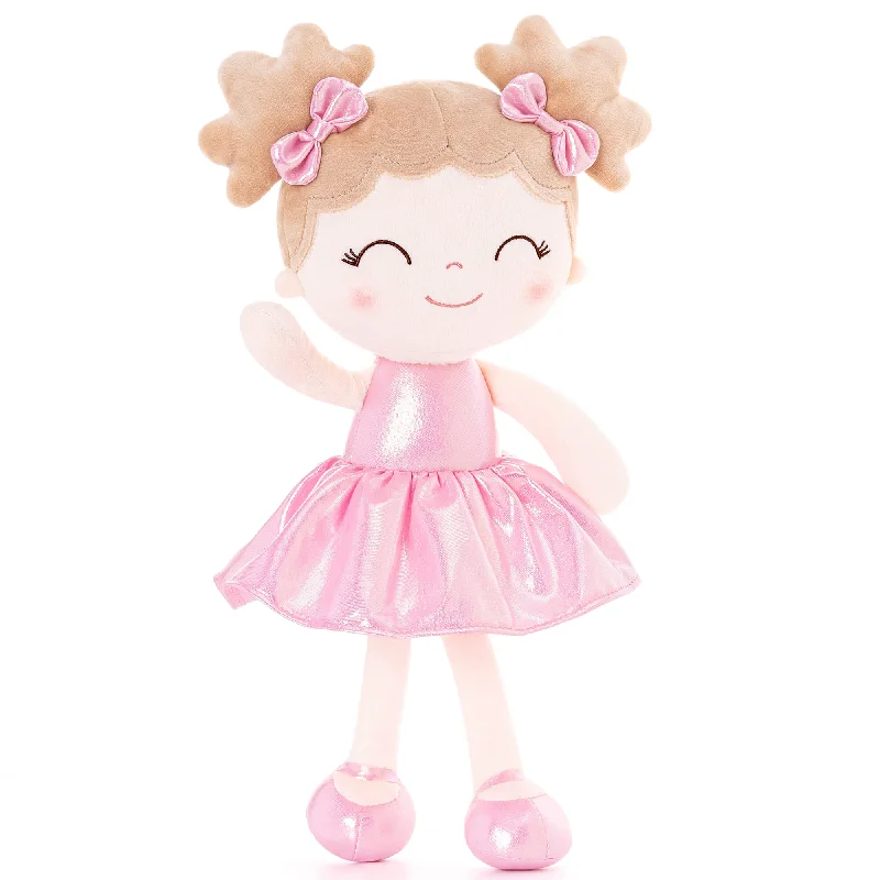 Gloveleya 12-inch Personalized Plush Dolls Curly Haired Iridescent Girls - Pink