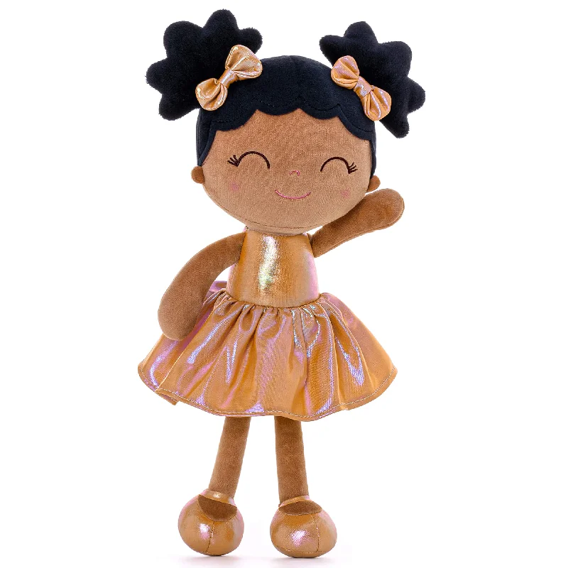 Gloveleya 12-inch Personalized Plush Dolls Curly Haired Iridescent Girls - Tanned Gold