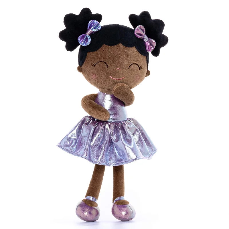 Gloveleya 12-inch Personalized Plush Dolls Curly Haired Iridescent Girls - Tanned Purple