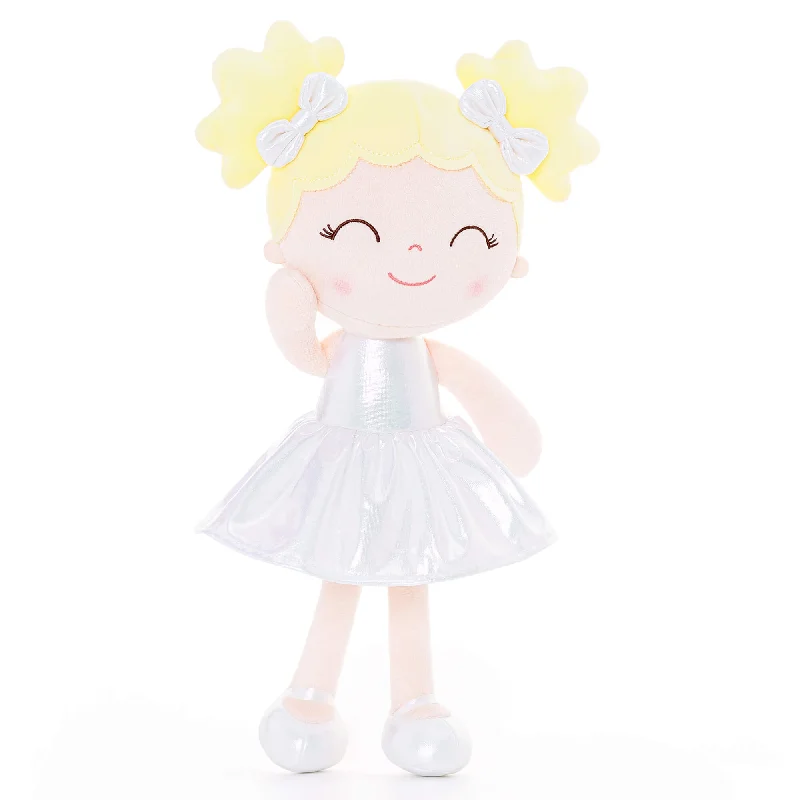 Gloveleya 12-inch Personalized Plush Dolls Curly Haired Iridescent Girls - White