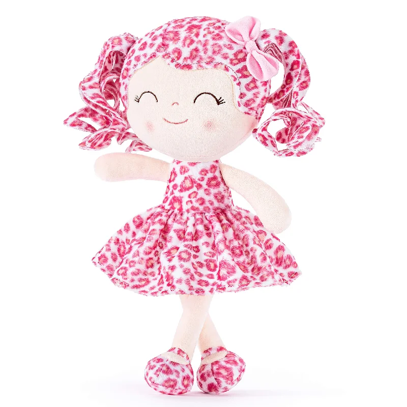 Gloveleya 12-inch Personalized Plush Jungle Animal Doll Pink Leopard Costume