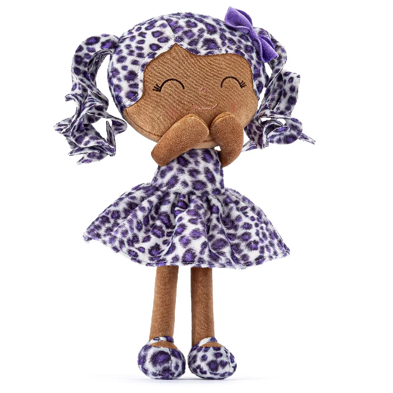 Gloveleya 12-inch Personalized Plush Jungle Animal Doll Tanned Skin Purple Leopard Costume