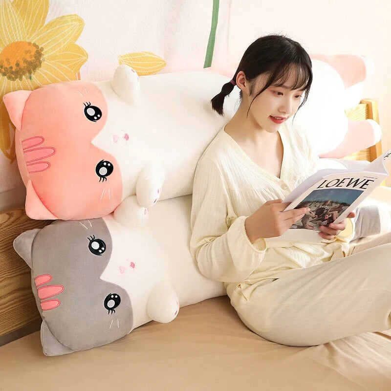 Long Snuggly Kawaii Pink Gray Cat Plushies