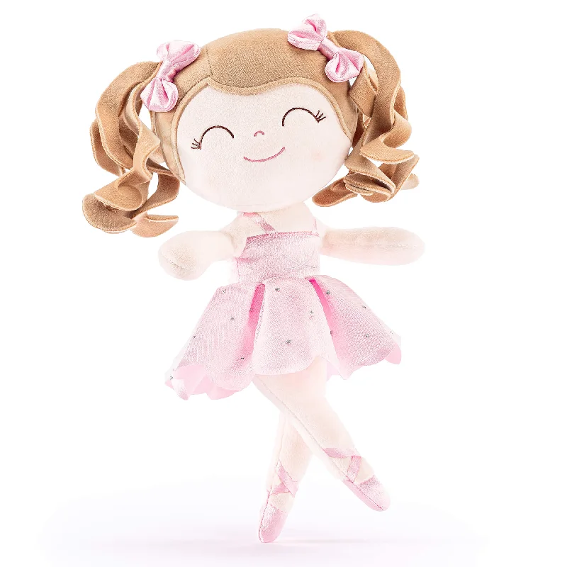 Gloveleya 14-inch Personalized Plush Dolls Curly Ballerina Series Peach Ballet Dream