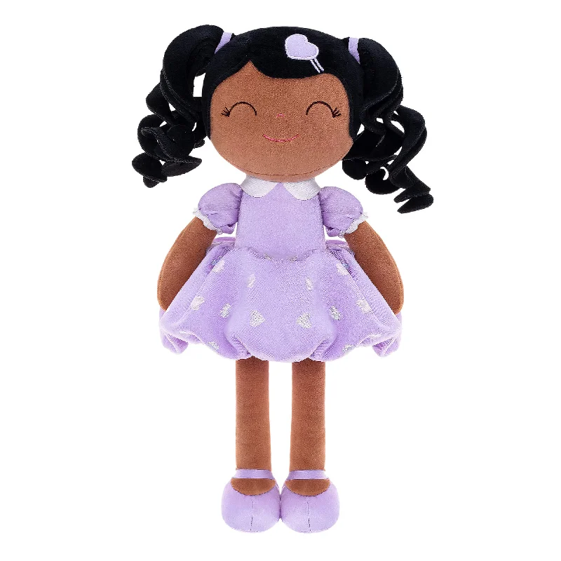 Gloveleya 16-inch Personalized Plush Dolls Curly Love Heart Princess Dolls - Tanned Purple