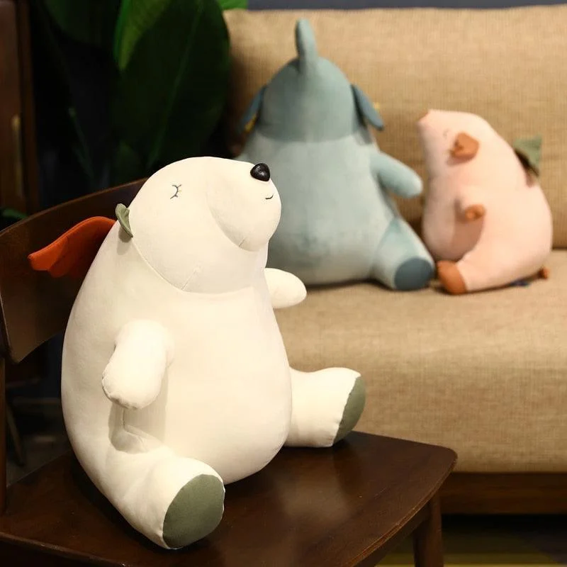 Plush Animal Friends Winged Polar Bear, Pig And Elephant