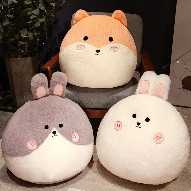 Kawaii Round Cat Bunny Fox Pillow Plushie Collection