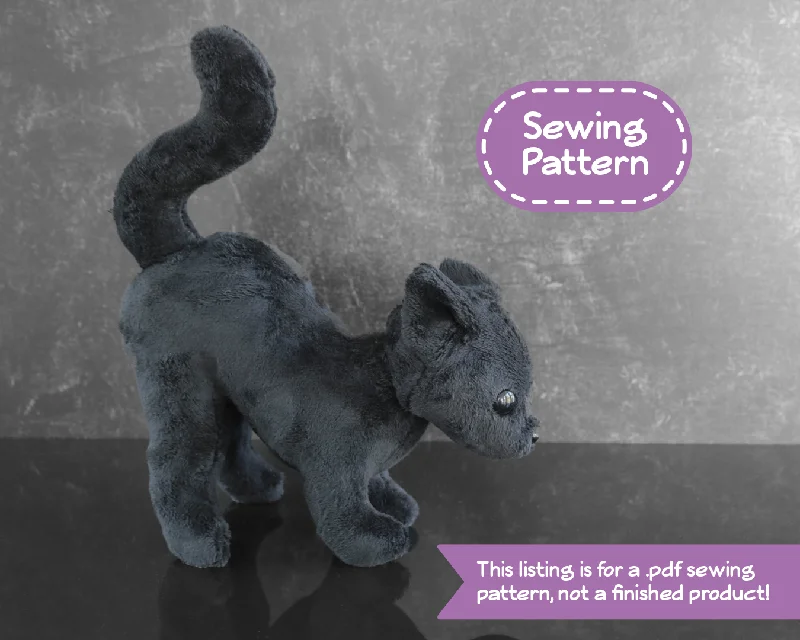 Scaredy Cat Plush Toy Stuffed Animal Sewing Pattern - Digital Download