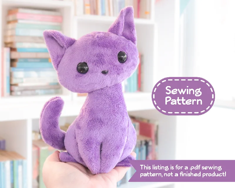 Sitting Kitty Cat Stuffed Animal Sewing Pattern, PDF Plush Pattern - Digital Download