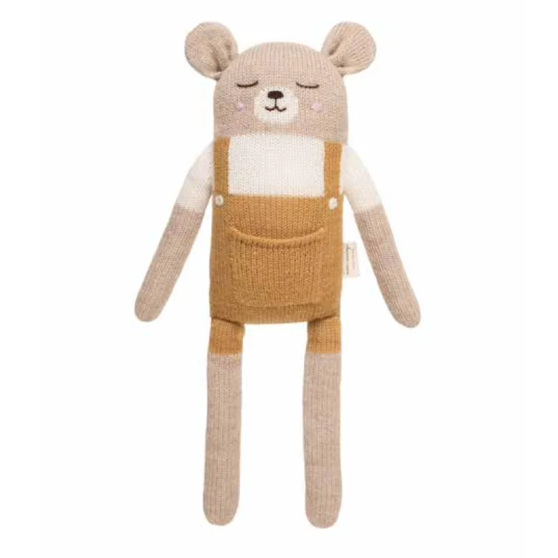 Main Sauvage Knit Toy - Big Teddy - Mustard Overalls