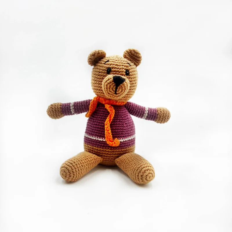 Teddy Bear Stuffed Animal - Soft Purple - Handmade Organic Cotton