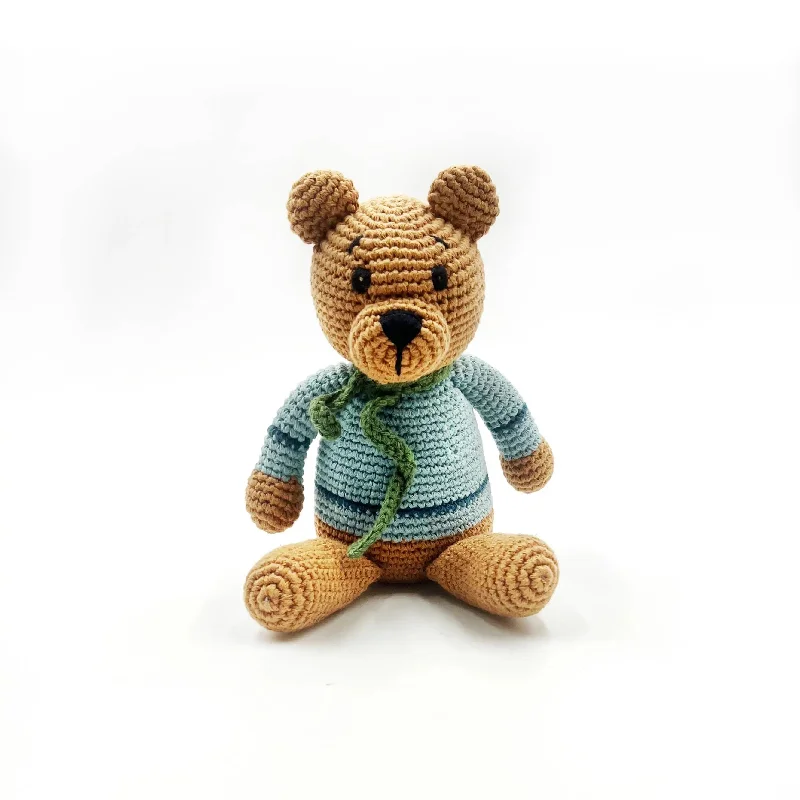 Teddy Bear Duck Blue - Handmade Organic Cotton Stuffed Animal