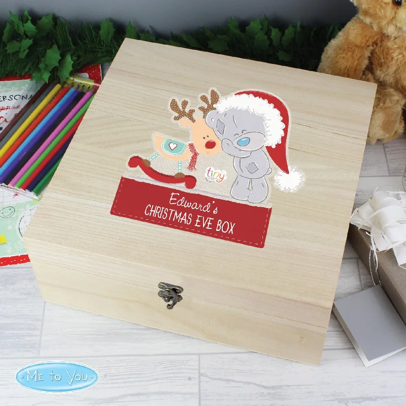 Personalised Tiny Tatty Teddy Large Wooden Christmas Eve Box - By Me To You