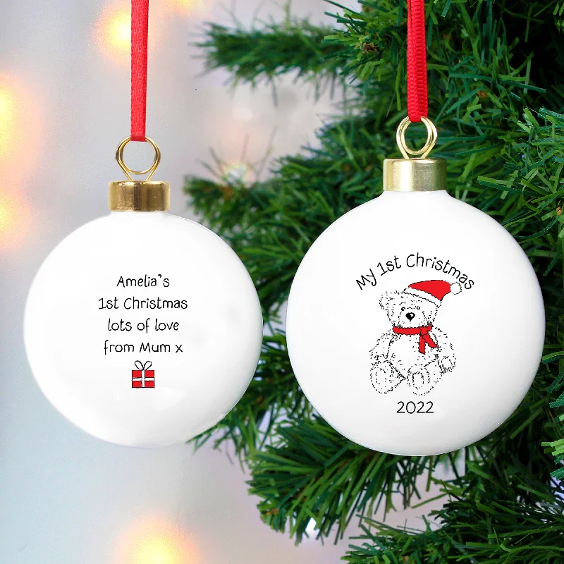 Personalised My 1st Xmas Teddy Bear 2022 Bauble