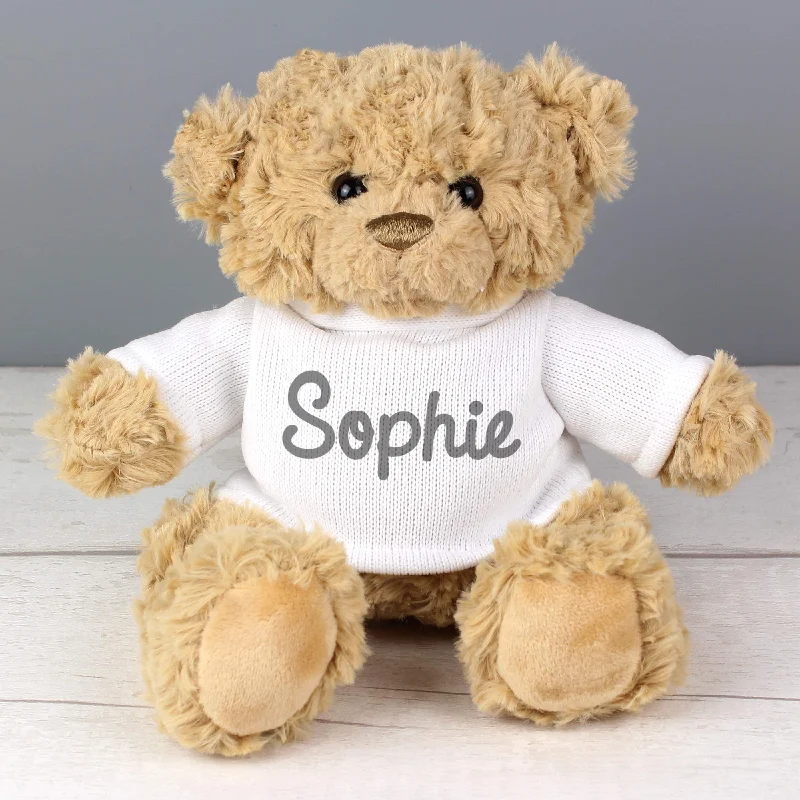 Personalised Grey Name Only Teddy Bear