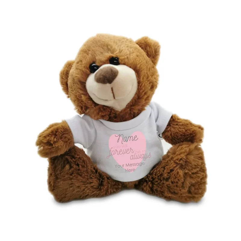 Soft Dark Brown Teddy Bear Toy with T-shirt with Forever My Always Design