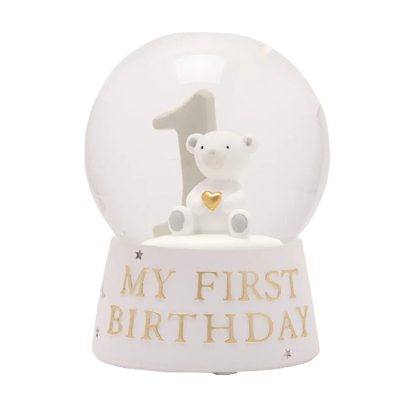 My First Birthday Teddy Bear Water Globe