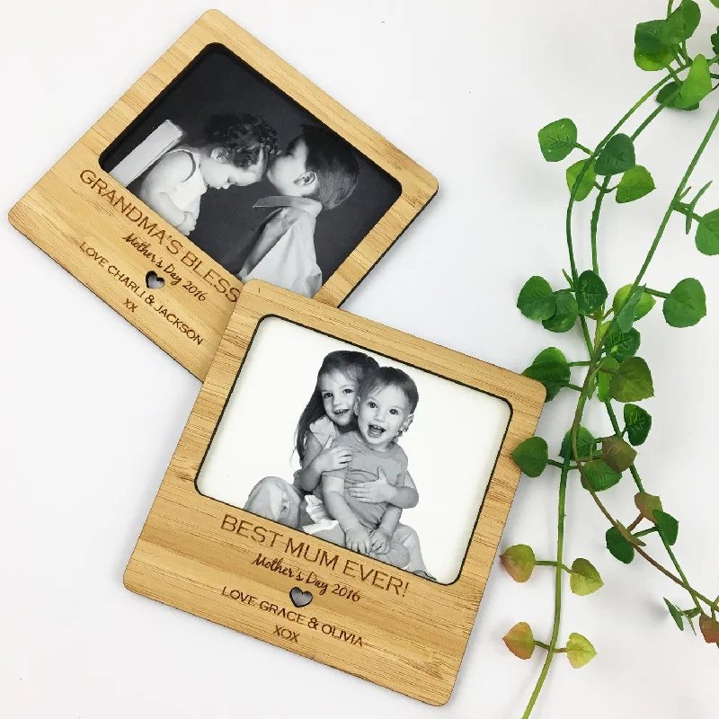 Personalised Script Text Bamboo Magnetic Frame