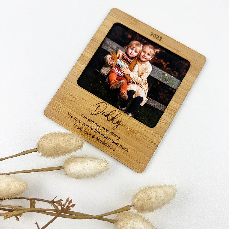 Personalised Bamboo Magnetic Photo Holder