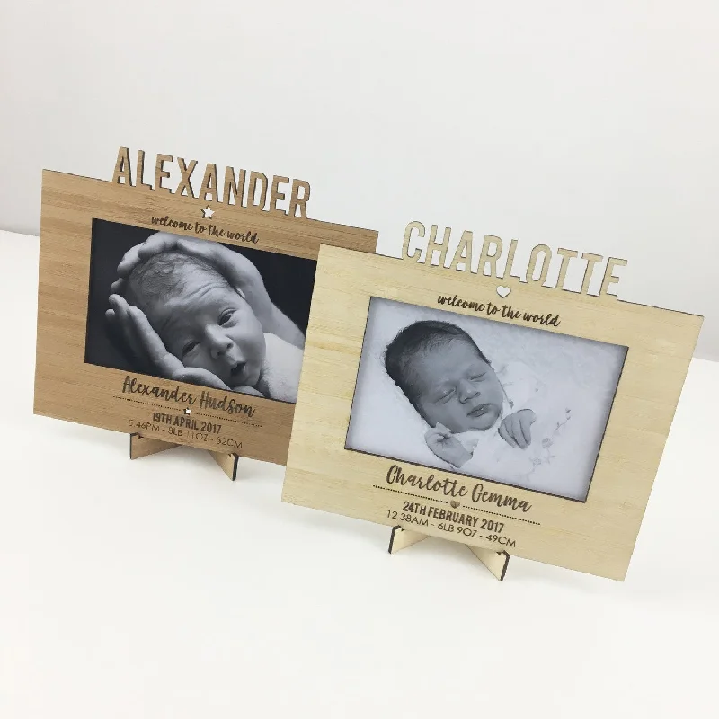 Personalised Birth Details Frame and Stand