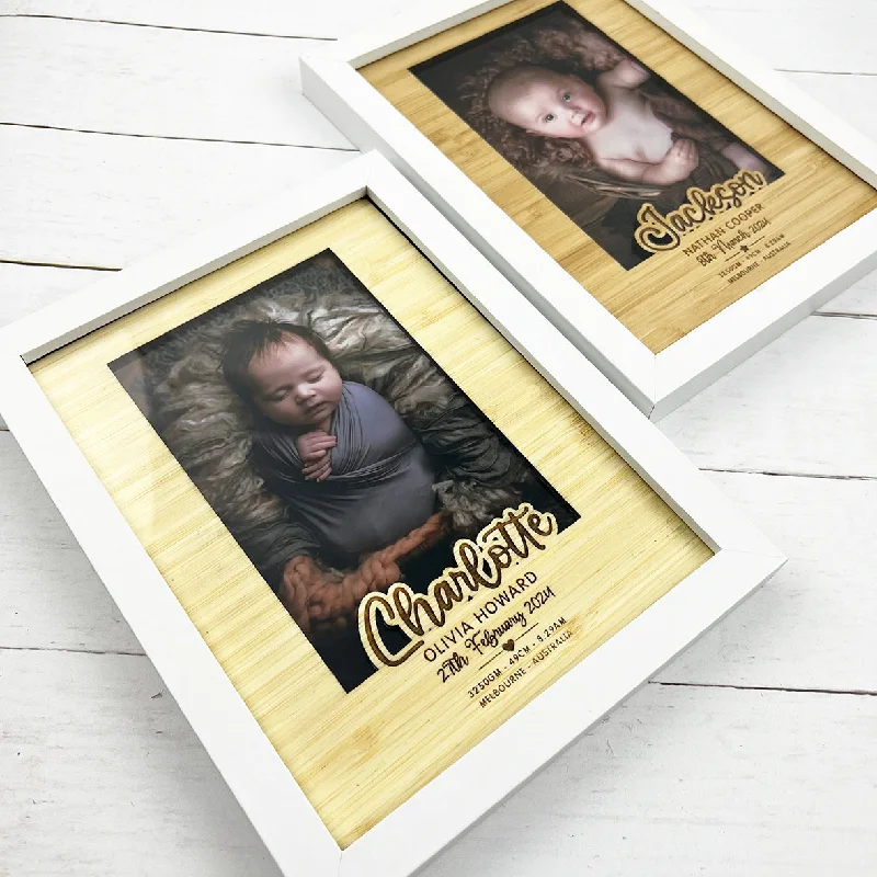 Personalised Bold Script Birth Details Frame