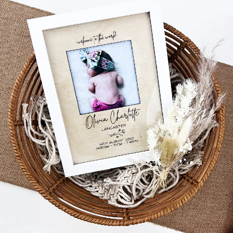 Personalised Flowers Birth Details Frame