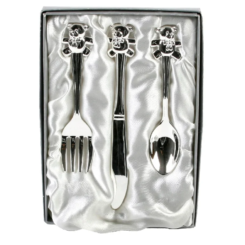 Silver Plated Children's Teddy Bear Cutlery Set