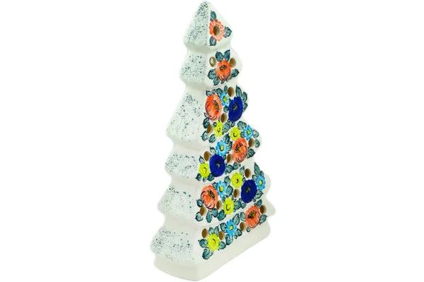 12" Christmas Tree Figurine - Blooming Roses