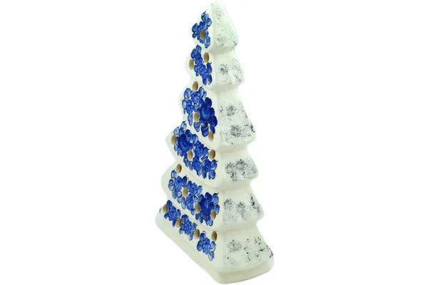 12" Christmas Tree Figurine - Retro Cobalt