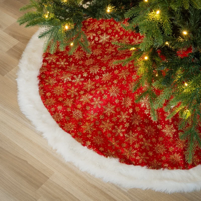 Christmas Tree Skirt with Fur Trim Large