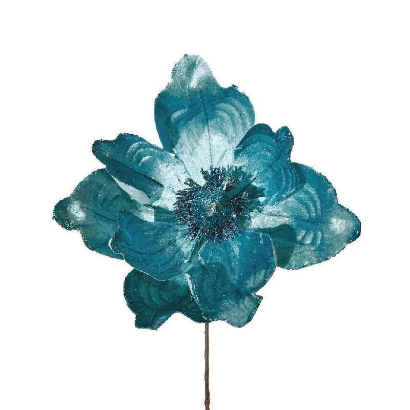 Blue Magnolia Christmas Tree Pick - Set of 6