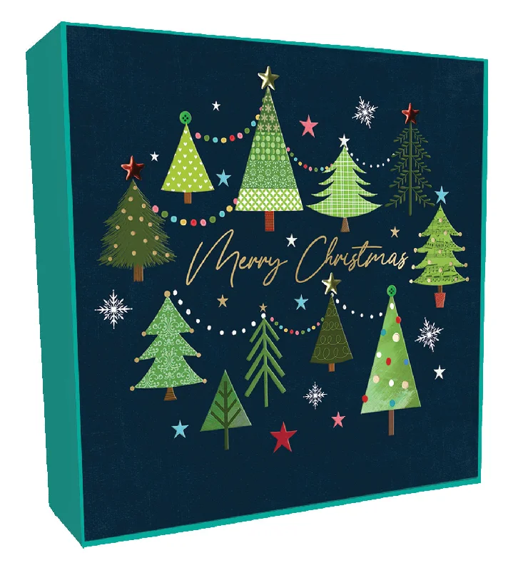 Box of 6 Festive Christmas Trees Luxury Hand-Finished Christmas Cards