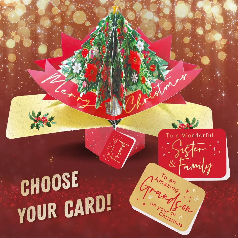 Christmas Tree Pop Up Christmas Greeting Card Friends & Family