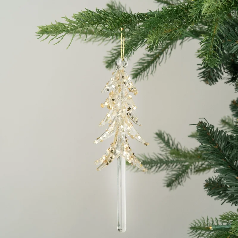 Crystal Christmas Tree with Gold Glitter Ornament