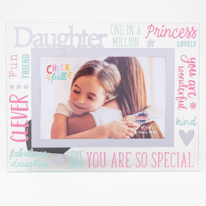 Daughter Photo Frame Freestanding Cheerfull Glass 6" X 4" Photo Frame