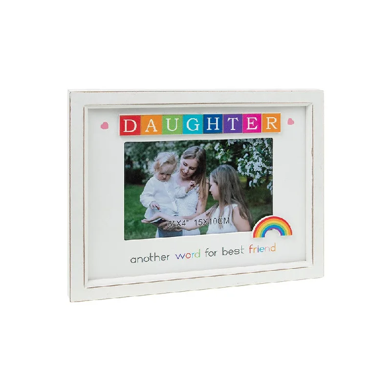 Daughter Rainbow Scrabble 6" x 4" Photo Frame Wall Mounted or Freestanding