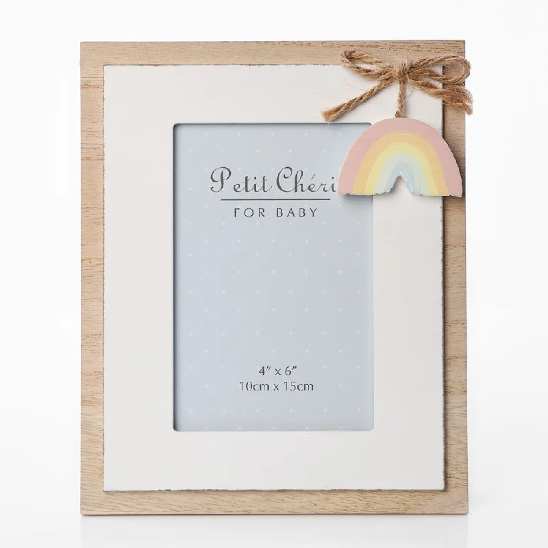 Embellished Wooden Rainbow Photo Frame Petit Cheri 4" X 6" Photo Frame