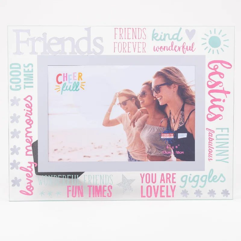 Friends Photo Frame Freestanding Cheerfull Glass 6" X 4" Photo Frame