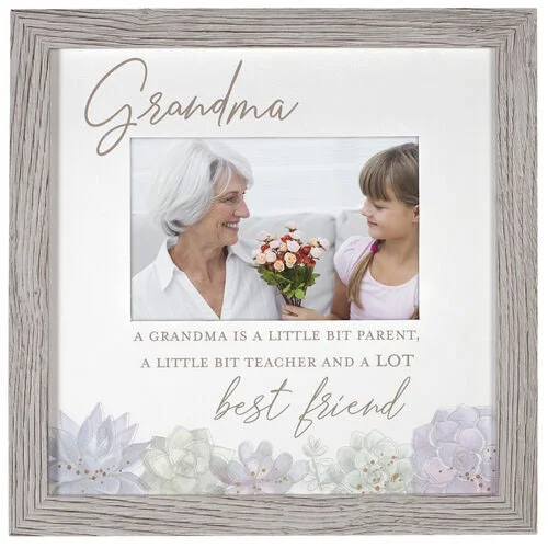 Grandma A Lot Best Friend Water Color Succulent Picture Frame Holds 4"x6" Photo