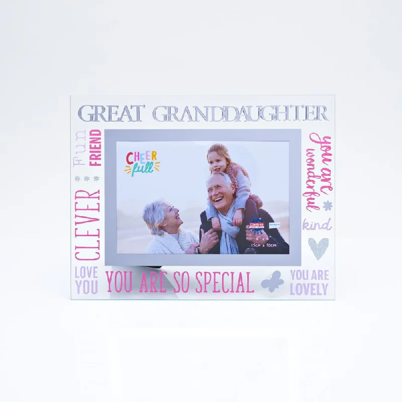 Great Granddaughter Photo Frame Freestanding Cheerfull Glass 6" X 4" Photo Frame