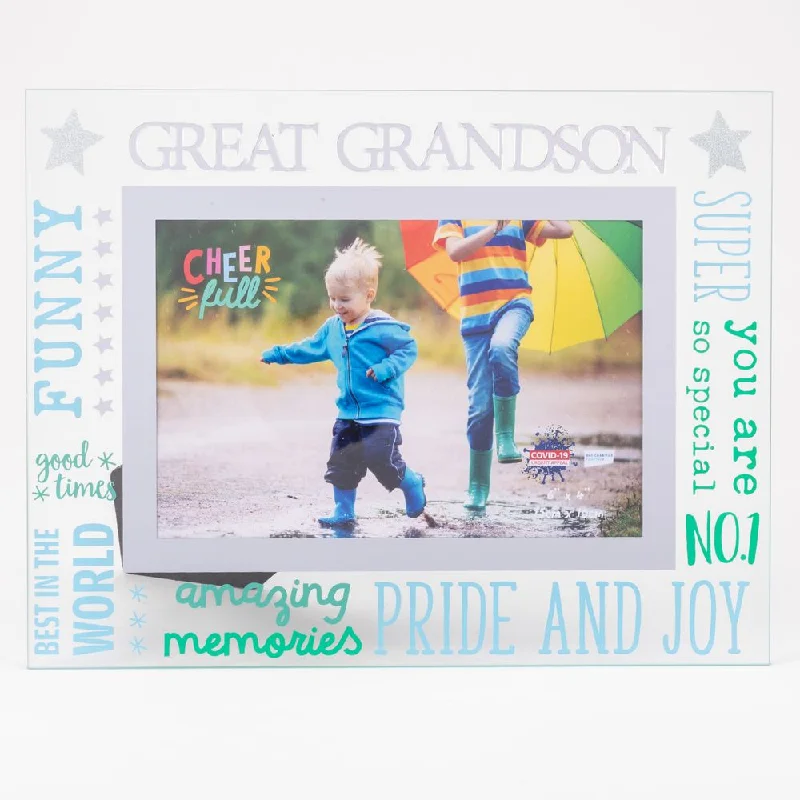 Great Grandson Photo Frame Freestanding Cheerfull Glass 6" X 4" Photo Frame