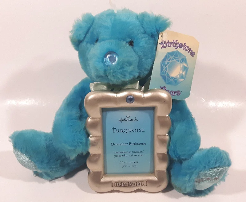 Hallmark Birthstone Bears December Birthstone "Turquoise" 8" Tall Teddy Bear Stuffed Animal Plush Picture Photo Frame with Tags